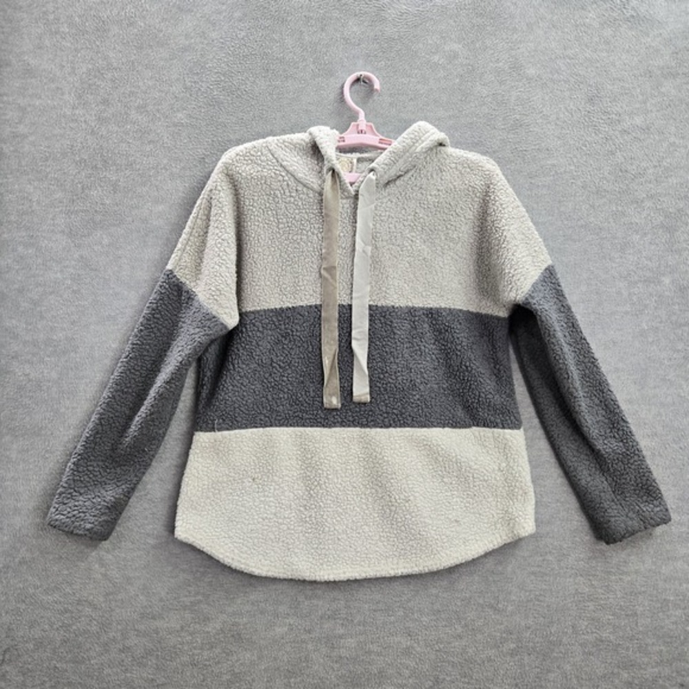 Truself Hoodie L‎ Gray Colorblock Fleece Long Sleeve Polyester